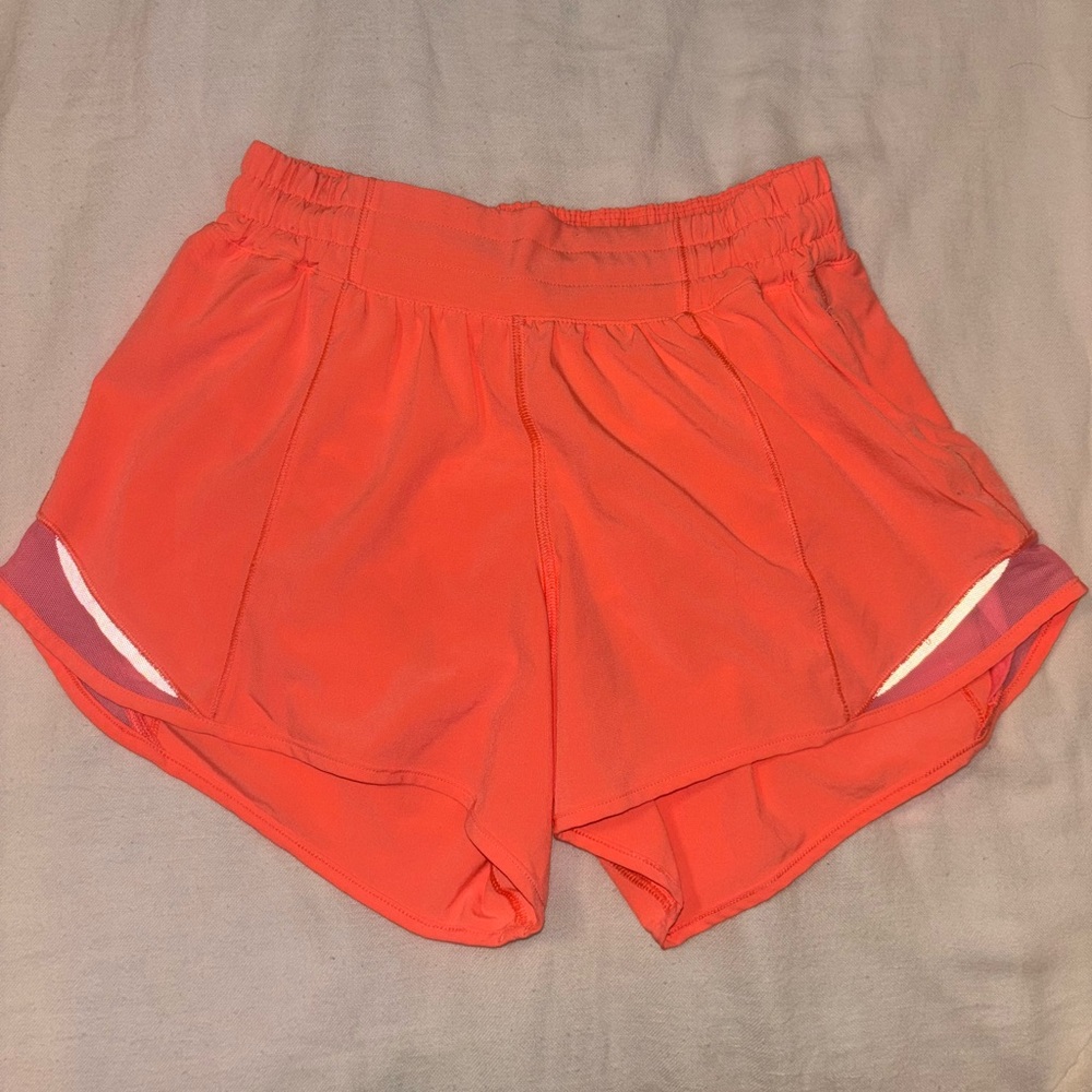 LULULEMON Hotty Hot High Rise Short Pink/Orange Size 4 Tall